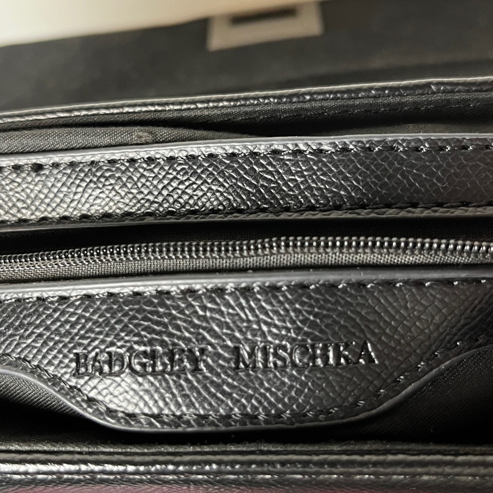 Badgley Mischka Black Gunmetal Studded Chain Detail City Goth Crossbody Bag - Picture 12 of 13
